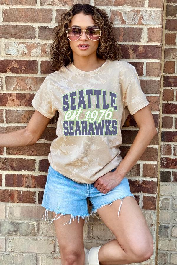 Gameday Couture SEATTLE SEAHAWKS DEEP ROOTS BLEACH WASH TEE