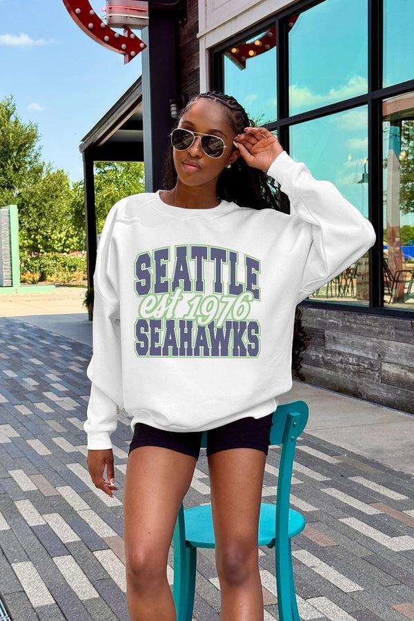 Gameday Couture SEATTLE SEAHAWKS FADED FORMATION PREMIUM FLEECE CREWNECK PULLOVER