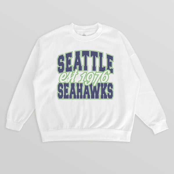 gameday couture SEATTLE SEAHAWKS FADED FORMATION PREMIUM FLEECE CREWNECK PULLOVER
