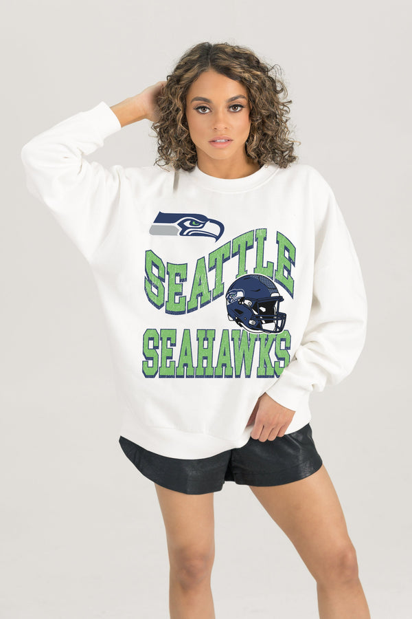 Gameday Couture SEATTLE SEAHAWKS HARD EARNED PREMIUM FLEECE CREWNECK PULLOVER