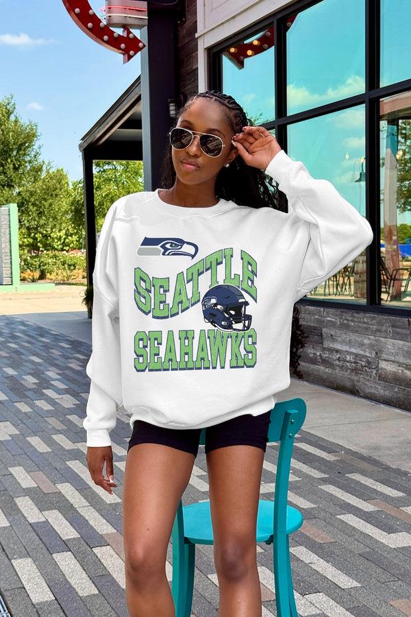 Gameday Couture SEATTLE SEAHAWKS HARD EARNED PREMIUM FLEECE CREWNECK PULLOVER