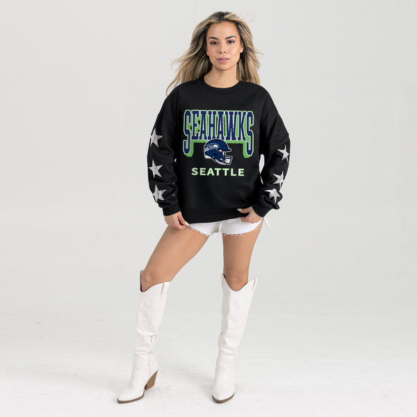 Gameday Couture SEATTLE SEAHAWKS PURE VICTORY STAR EMBELLISHED CREW SWEATSHIRT