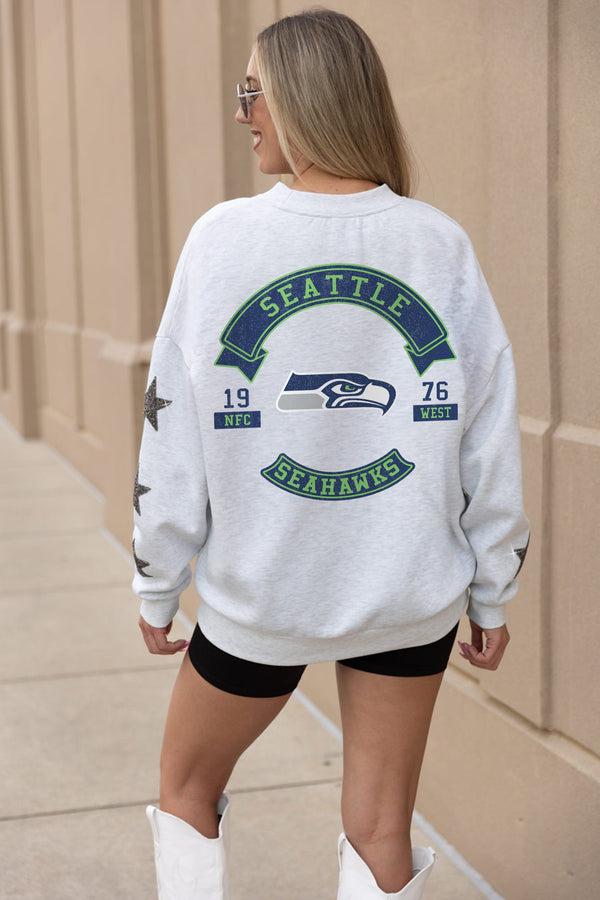 Gameday Couture SEATTLE SEAHAWKS Ready For It Star-Sleeve Crewneck Pullover