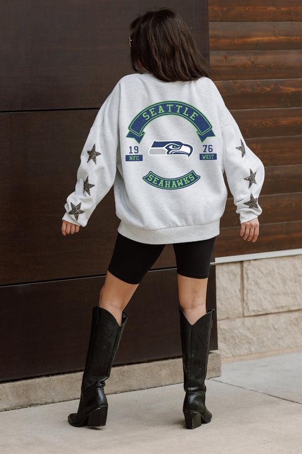 gameday couture SEATTLE SEAHAWKS Ready For It Star-Sleeve Crewneck Pullover