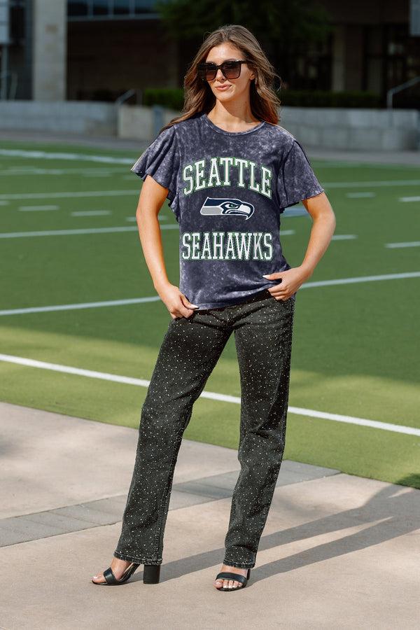 Gameday Couture SEATTLE SEAHAWKS VICTORY MODE FLUTTER SLEEVE TEE IN NAVY