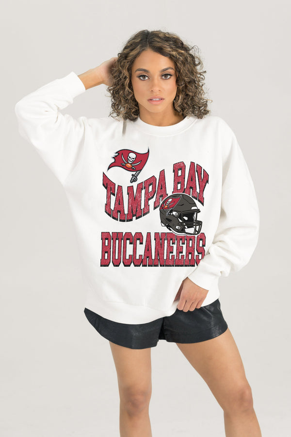 Gameday Couture TAMPA BAY BUCCANEERS HARD EARNED PREMIUM FLEECE CREWNECK PULLOVER