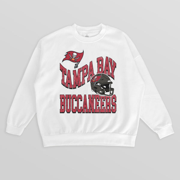 gameday couture TAMPA BAY BUCCANEERS HARD EARNED PREMIUM FLEECE CREWNECK PULLOVER