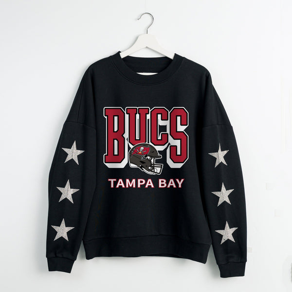 gameday couture TAMPA BAY BUCCANEERS PURE VICTORY STAR EMBELLISHED CREW SWEATSHIRT