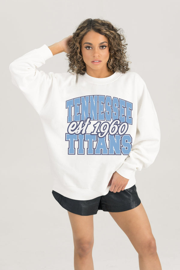 Gameday Couture TENNESSEE TITANS FADED FORMATION PREMIUM FLEECE CREWNECK PULLOVER