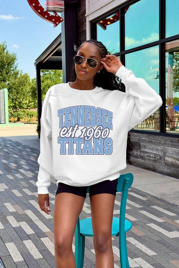 Gameday Couture TENNESSEE TITANS FADED FORMATION PREMIUM FLEECE CREWNECK PULLOVER