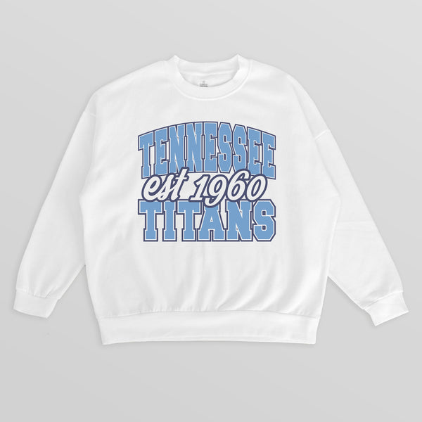 gameday couture TENNESSEE TITANS FADED FORMATION PREMIUM FLEECE CREWNECK PULLOVER