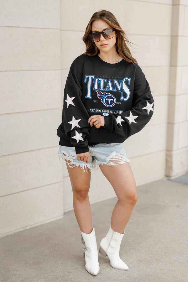 Gameday Couture TENNESSEE TITANS Gameday Glimmer Embellished Star-Sleeve Pullover