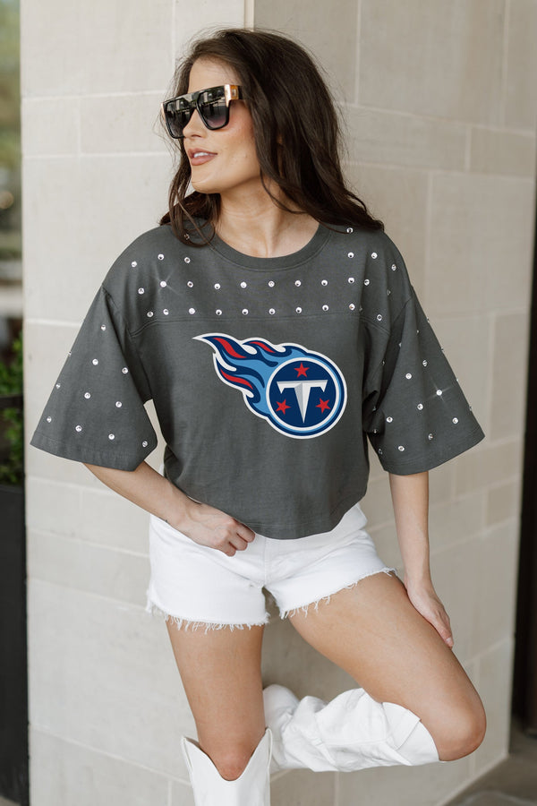 Gameday Couture TENNESSEE TITANS Making Moves Rhinestone Crop Tee With Yoke