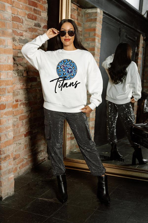 gameday couture TENNESSEE TITANS WILD BREAKTHROUGH PREMIUM FLEECE CREWNECK PULLOVER