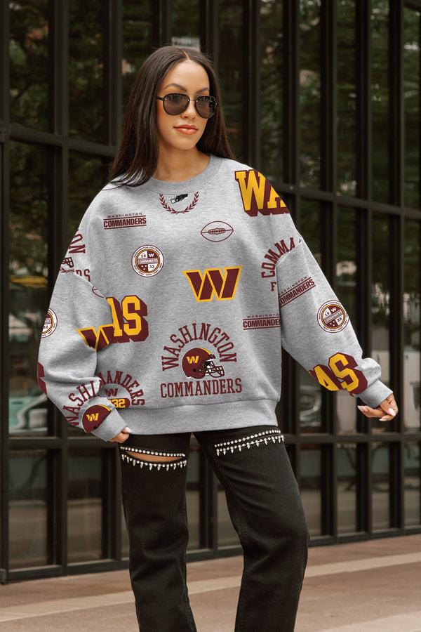 gameday couture WASHINGTON COMMANDERS ALWAYS ON REPEAT PREMIUM FLEECE CREW SWEATSHIRT