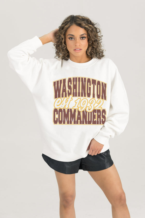 Gameday Couture WASHINGTON COMMANDERS FADED FORMATION PREMIUM FLEECE CREWNECK PULLOVER