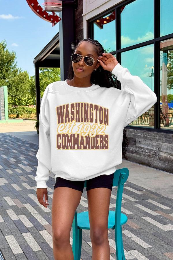 Gameday Couture WASHINGTON COMMANDERS FADED FORMATION PREMIUM FLEECE CREWNECK PULLOVER