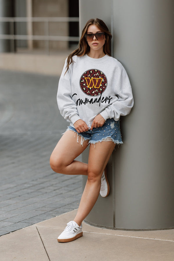 gameday couture WASHINGTON COMMANDERS Going Wild Fleece Drop-Shoulder Pullover