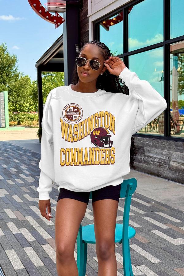 Gameday Couture WASHINGTON COMMANDERS HARD EARNED PREMIUM FLEECE CREWNECK PULLOVER