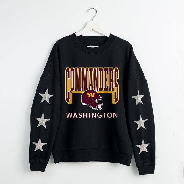 gameday couture WASHINGTON COMMANDERS PURE VICTORY STAR EMBELLISHED CREW SWEATSHIRT