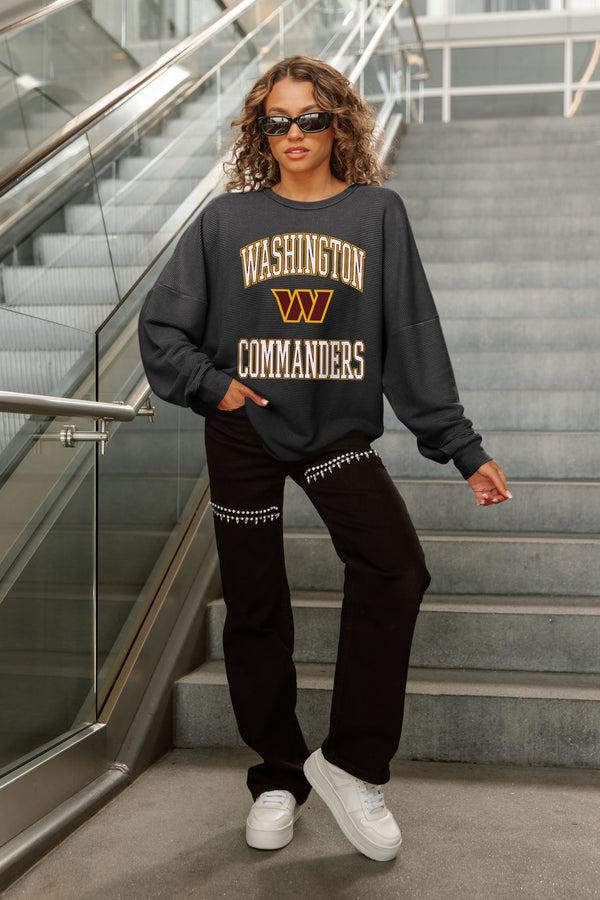 Gameday Couture WASHINGTON COMMANDERS RELENTLESS VINTAGE WASH CORDED PULLOVER