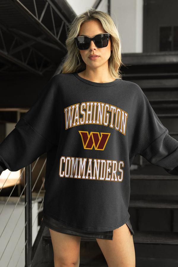 Gameday Couture WASHINGTON COMMANDERS RELENTLESS VINTAGE WASH CORDED PULLOVER