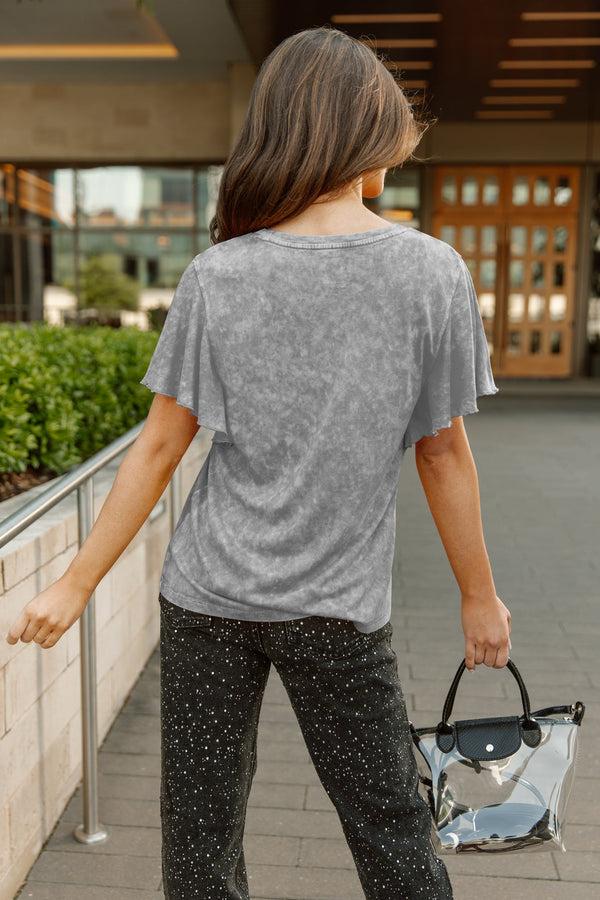Gameday Couture WASHINGTON COMMANDERS VICTORY MODE FLUTTER SLEEVE TEE IN GREY