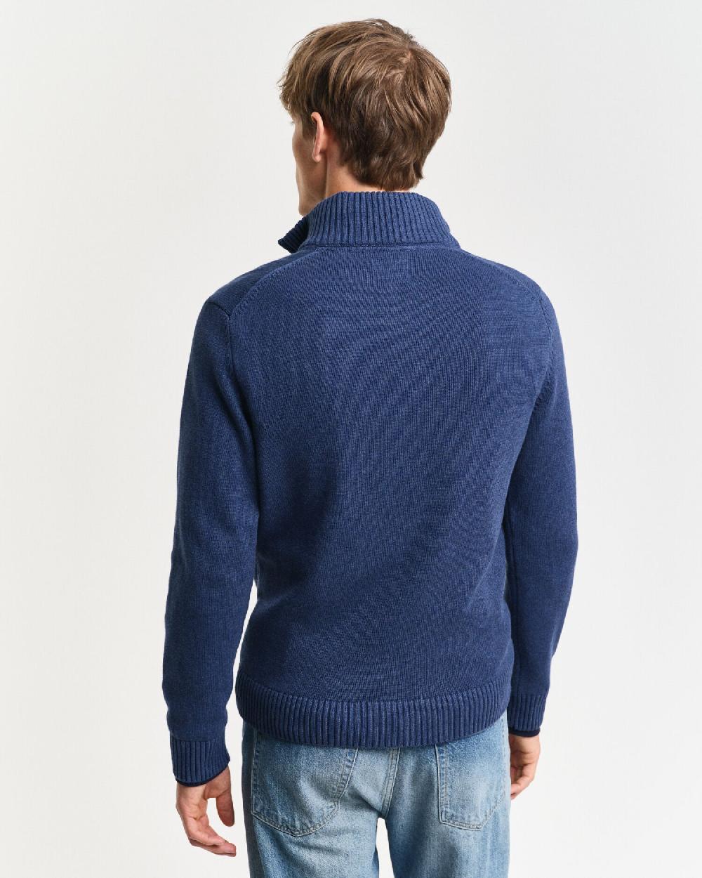 Gant Casual Cotton Half-Zip Sweater Dk Jeansblue Melange