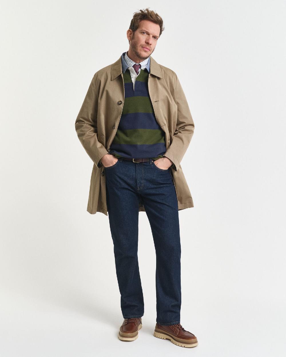 Gant Chambray Collar Striped Heavy Rugger Country Green