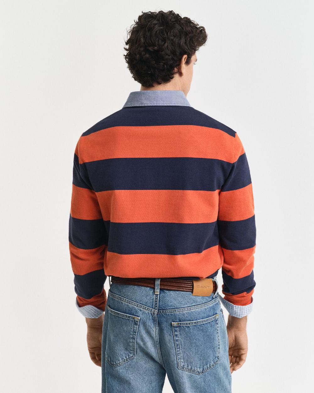 Gant Chambray Collar Striped Heavy Rugger Deep Orange