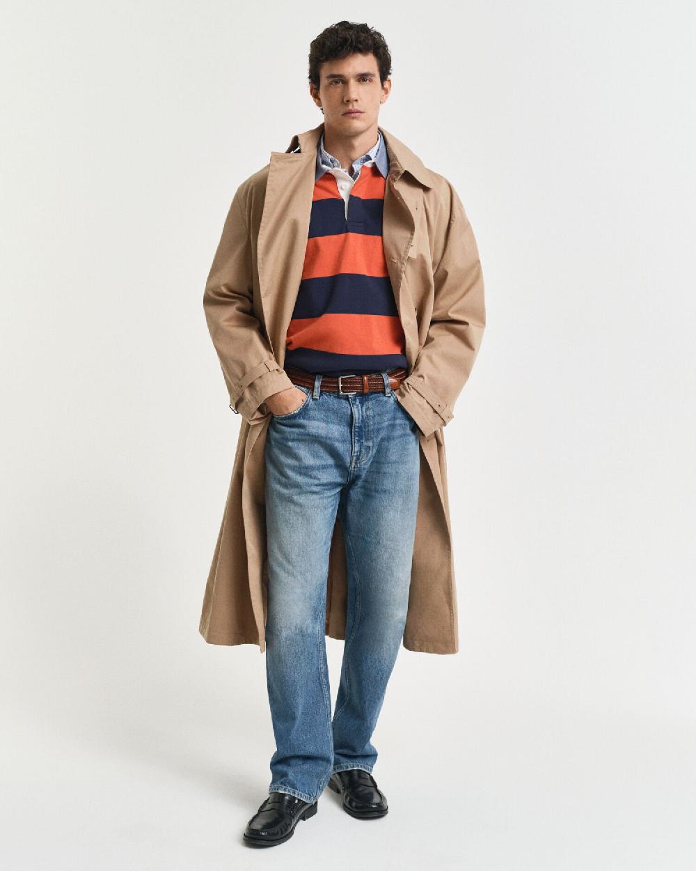 Gant Chambray Collar Striped Heavy Rugger Deep Orange