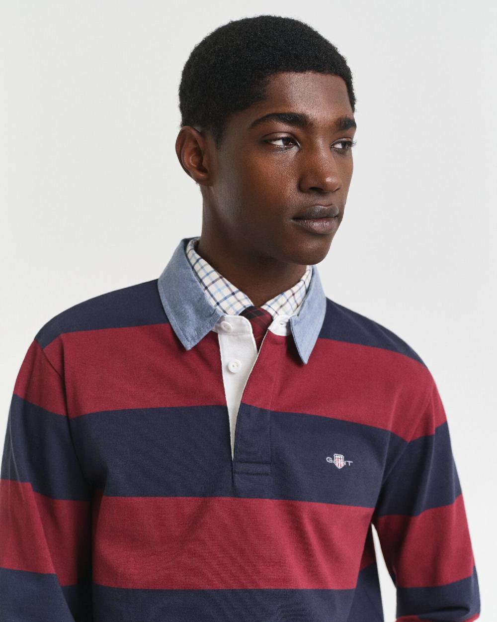 Gant Chambray Collar Striped Heavy Rugger Plumped Red