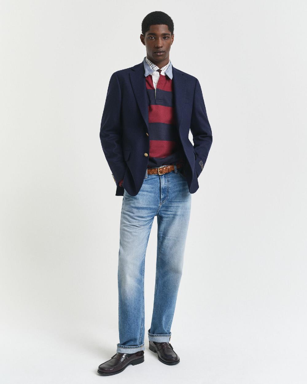 Gant Chambray Collar Striped Heavy Rugger Plumped Red