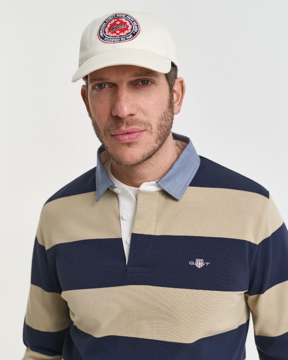 Gant Chambray Collar Striped Heavy Rugger Woody Beige