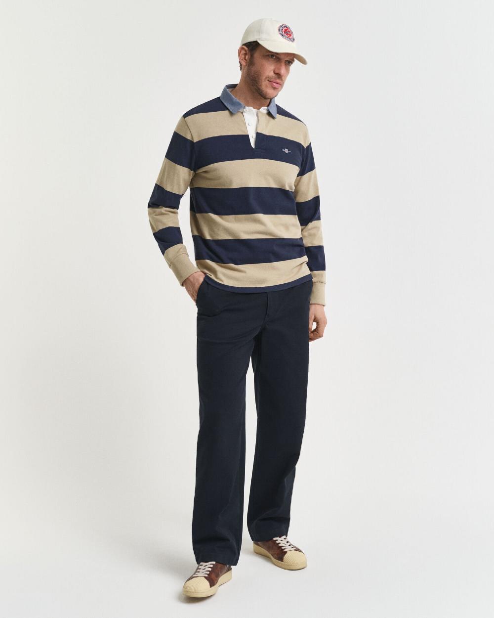 Gant Chambray Collar Striped Heavy Rugger Woody Beige