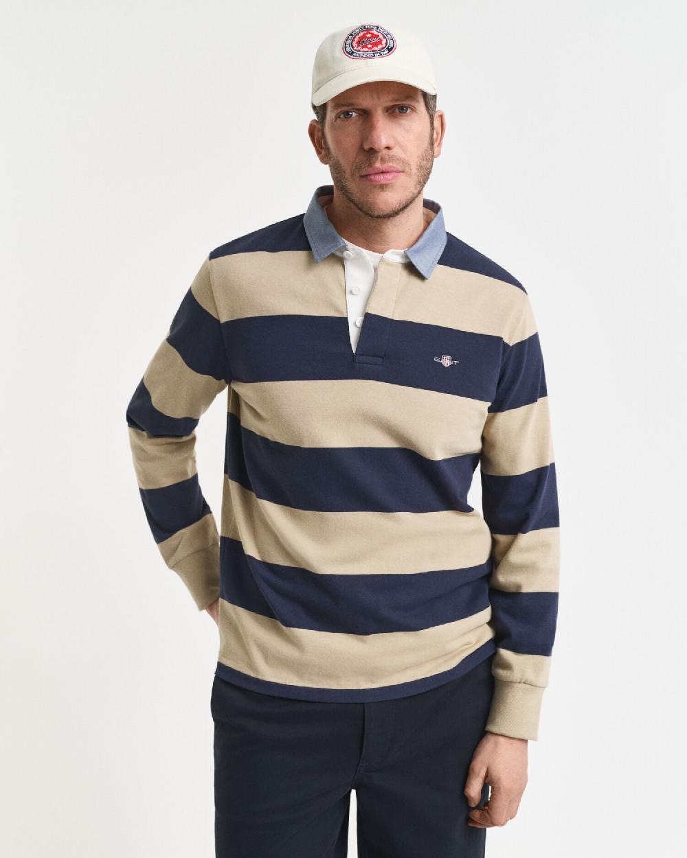gant Chambray Collar Striped Heavy Rugger woody beige