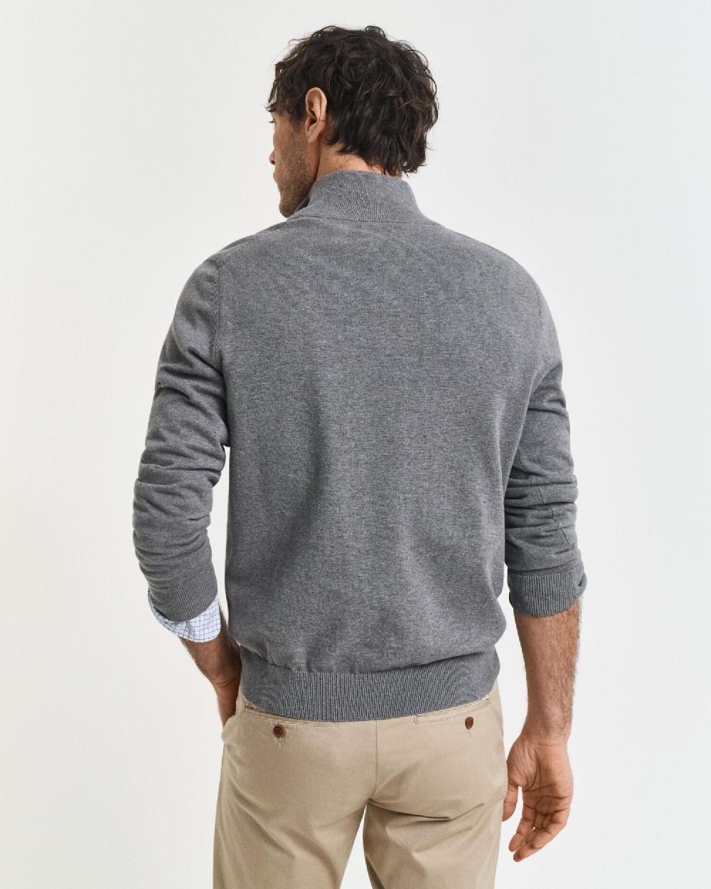 Gant Classic Cotton Half-Zip Sweater Dark Grey Melange