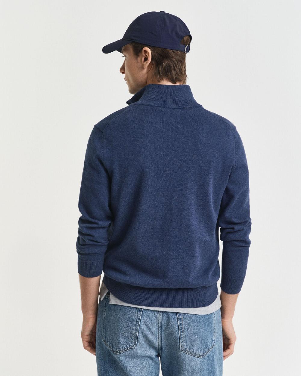 Gant Classic Cotton Half-Zip Sweater Dk Jeansblue Melange