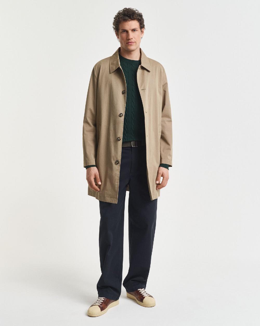 Gant Cotton Cable Knit Crew Neck Sweater Tartan Green