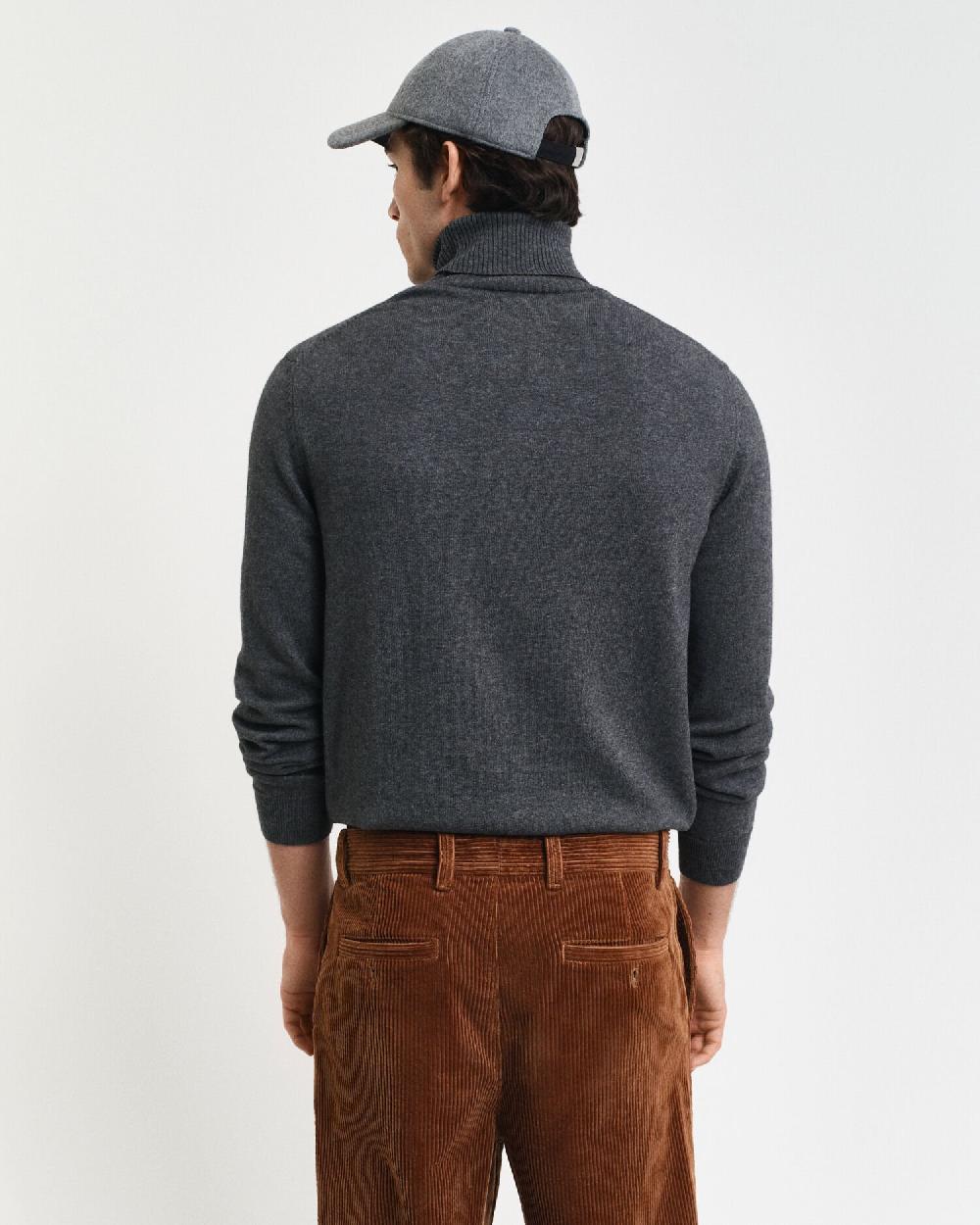 Gant Cotton Wool Turtleneck Sweater Dark Grey Melange