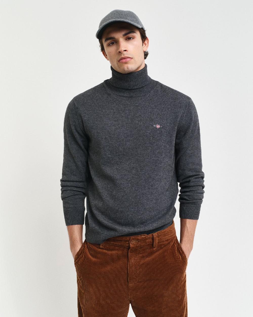 gant Cotton Wool Turtleneck Sweater dark grey melange