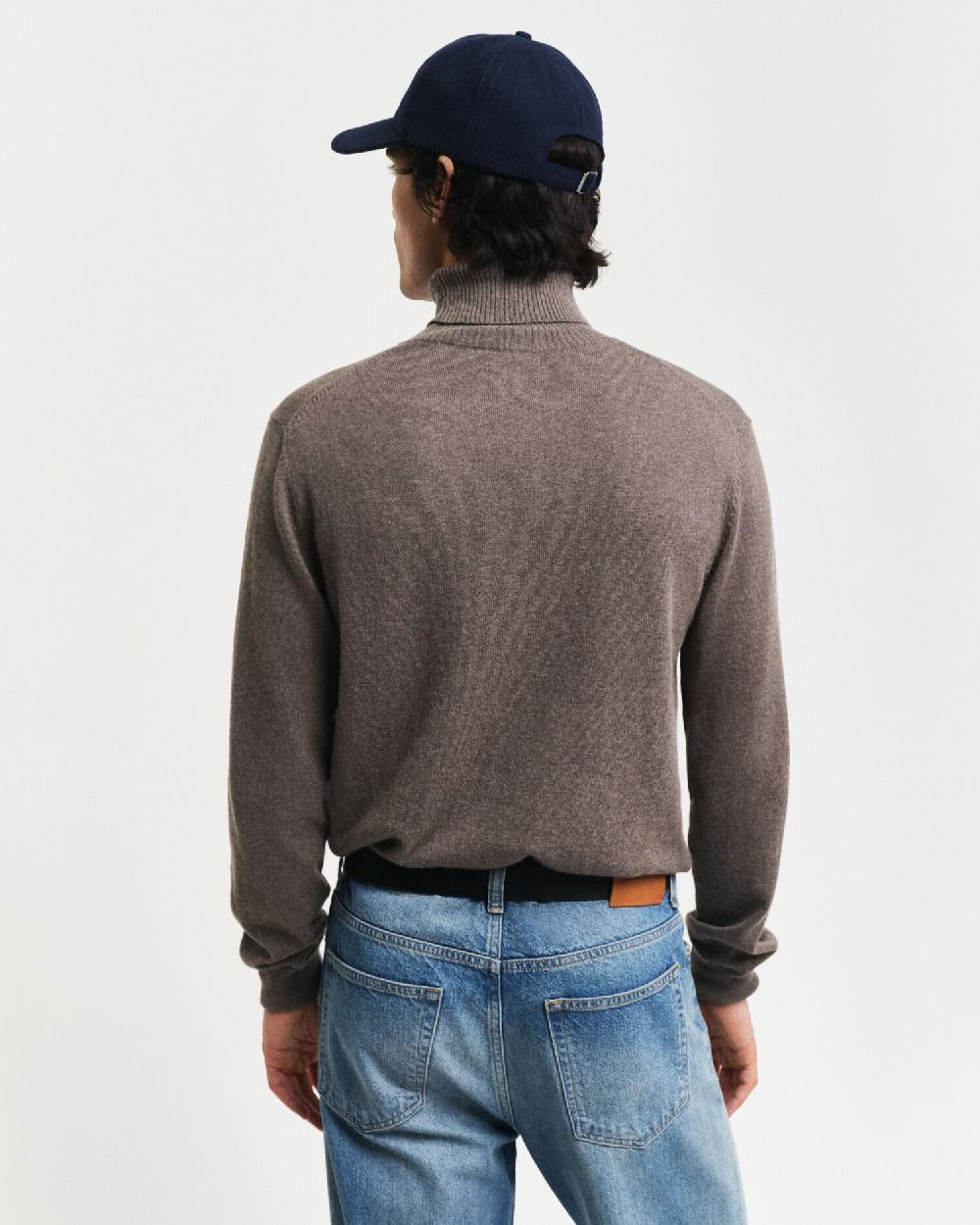 Gant Cotton Wool Turtleneck Sweater Dk Hazelnut Melange