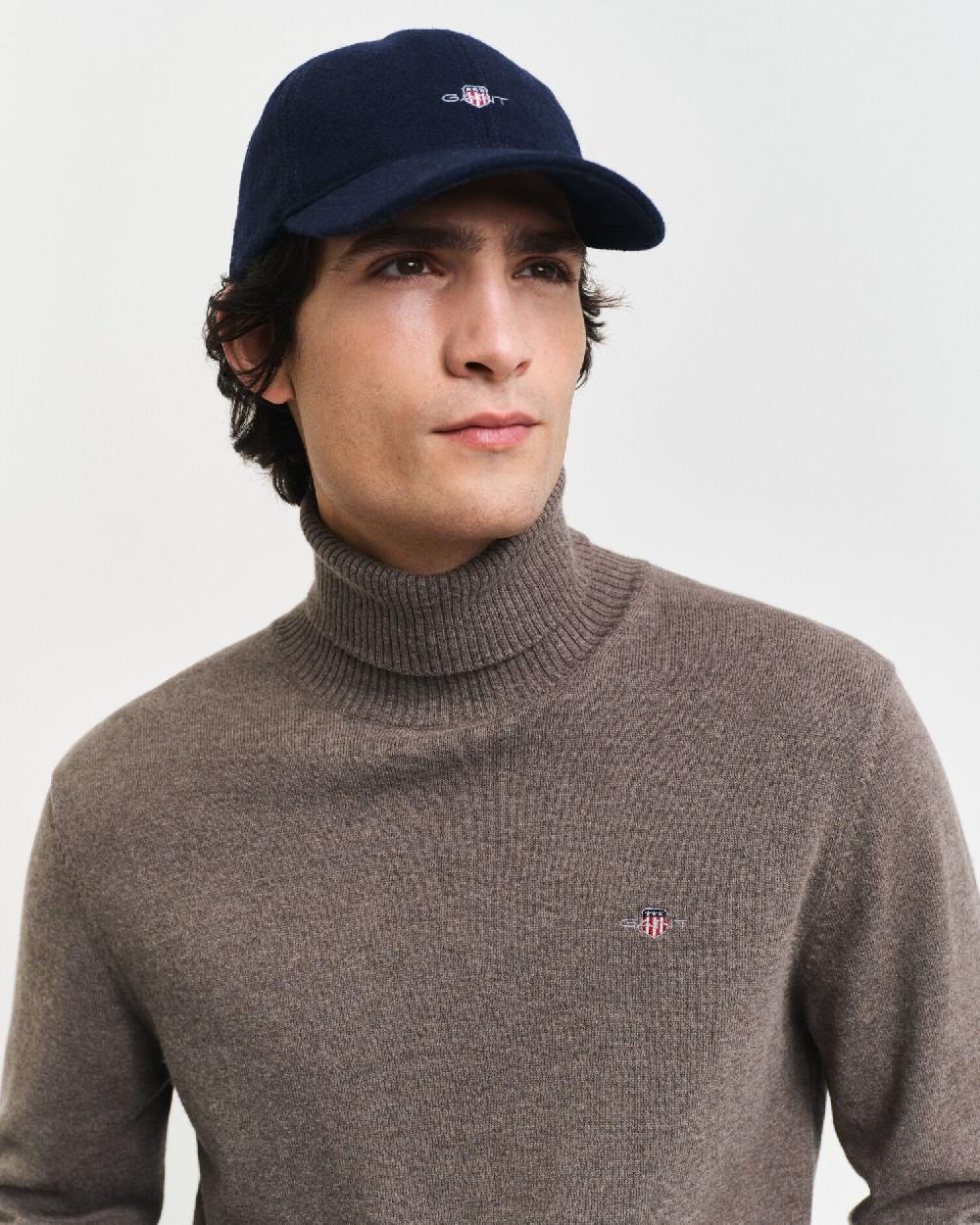 Gant Cotton Wool Turtleneck Sweater Dk Hazelnut Melange