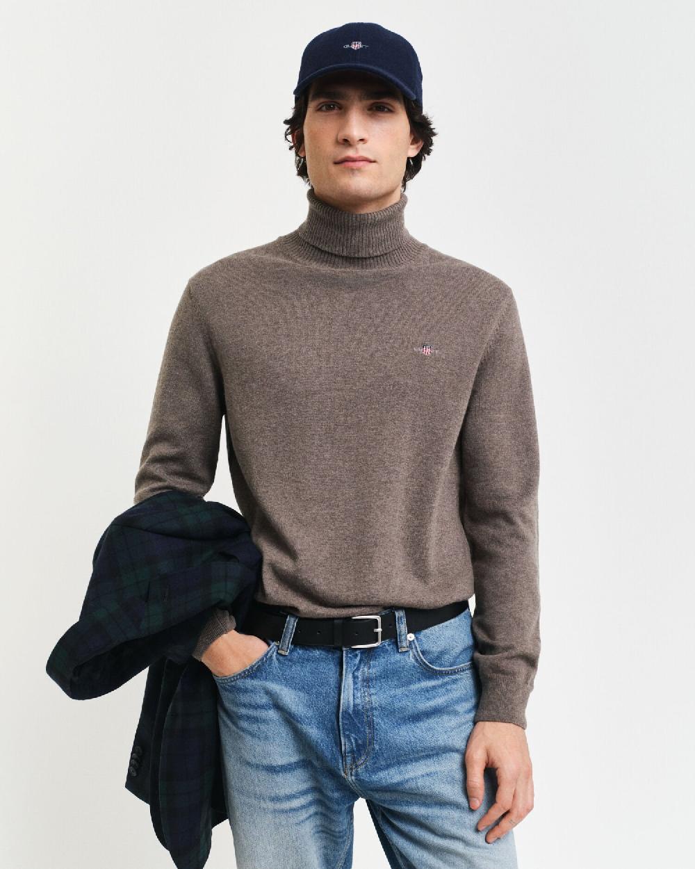 gant Cotton Wool Turtleneck Sweater dk hazelnut melange