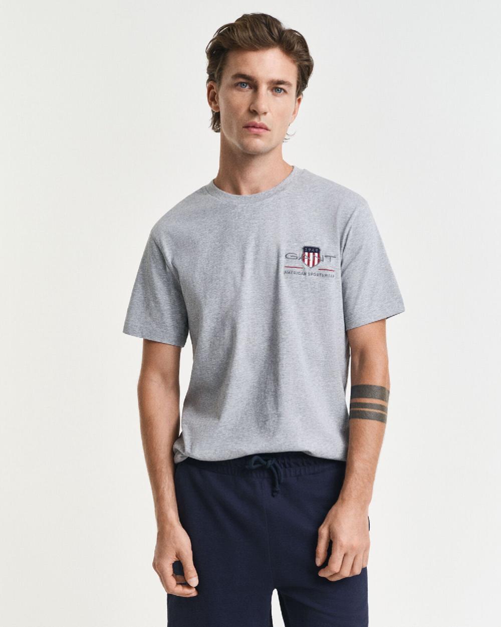gant Embroidered Archive Shield T-Shirt grey melange