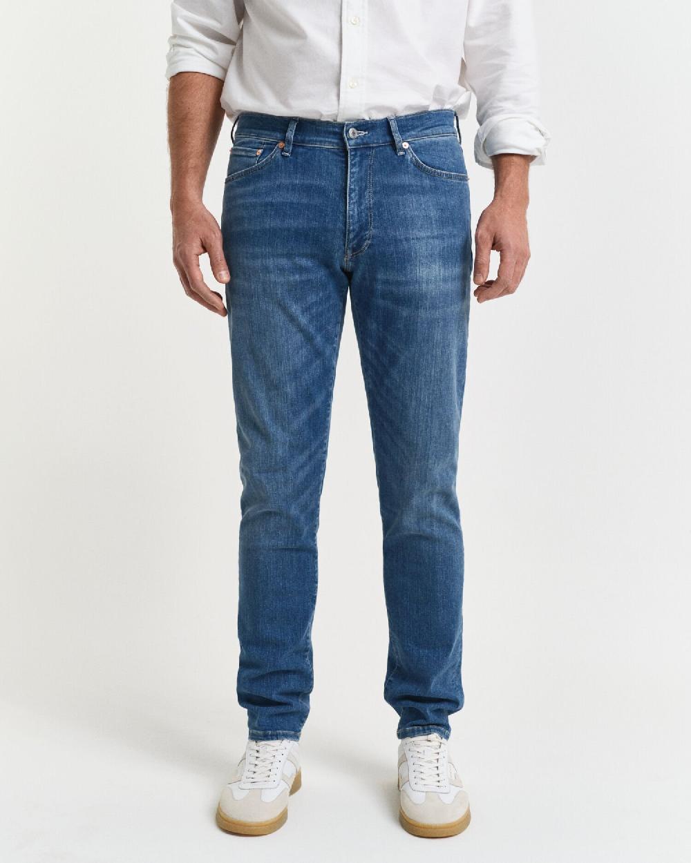 Gant Extra Slim Fit Active Recover Jeans Mid Blue Broken In
