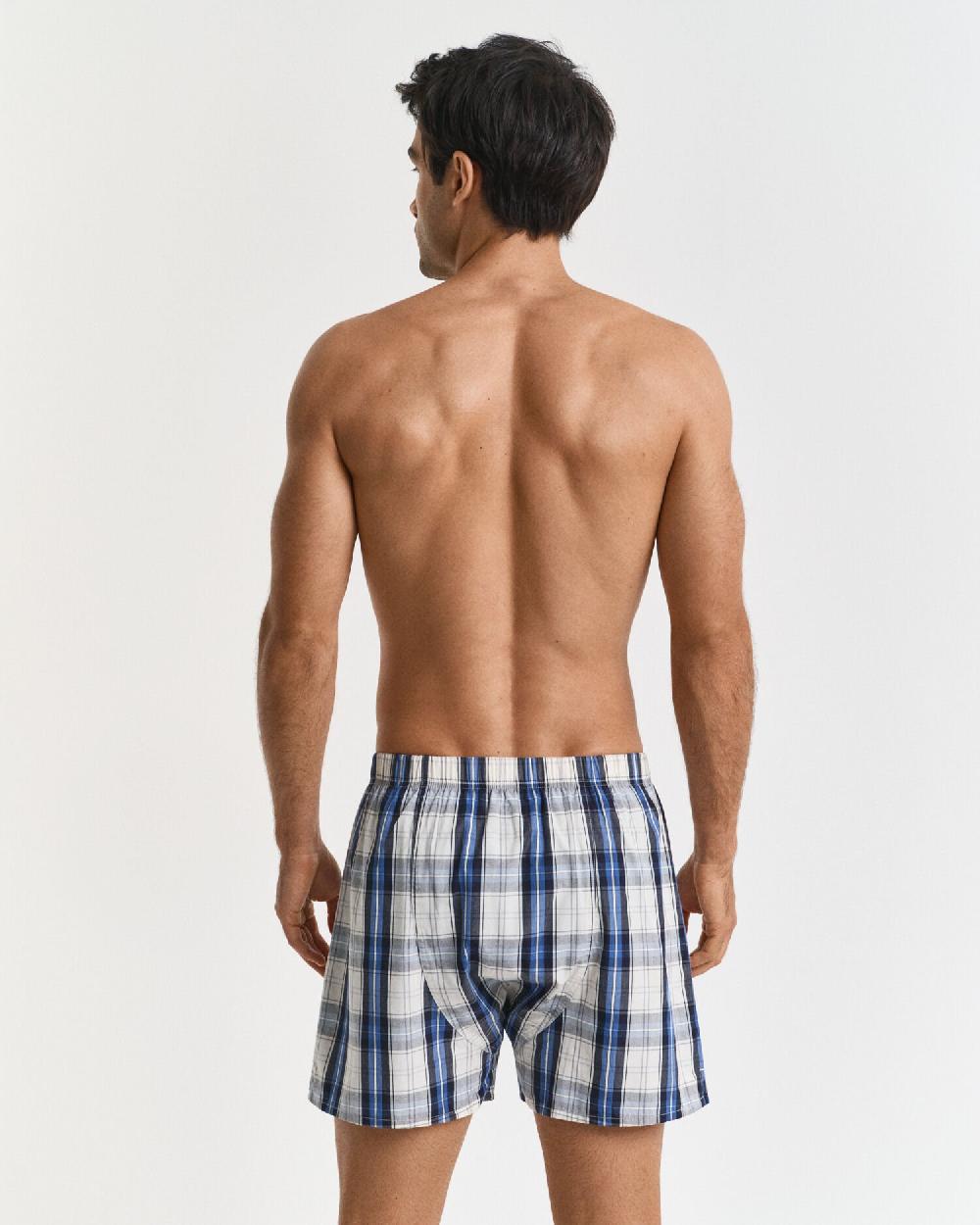 Gant 2-Pack Check & Solid Boxer Shorts Marine