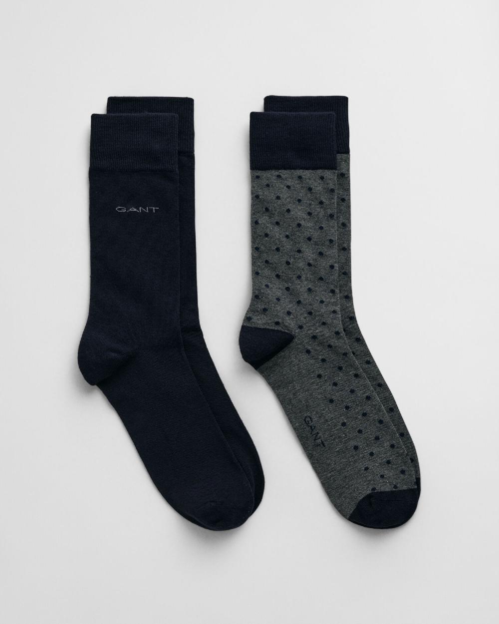 gant 2-Pack Dot & Solid Socks charcoal melange