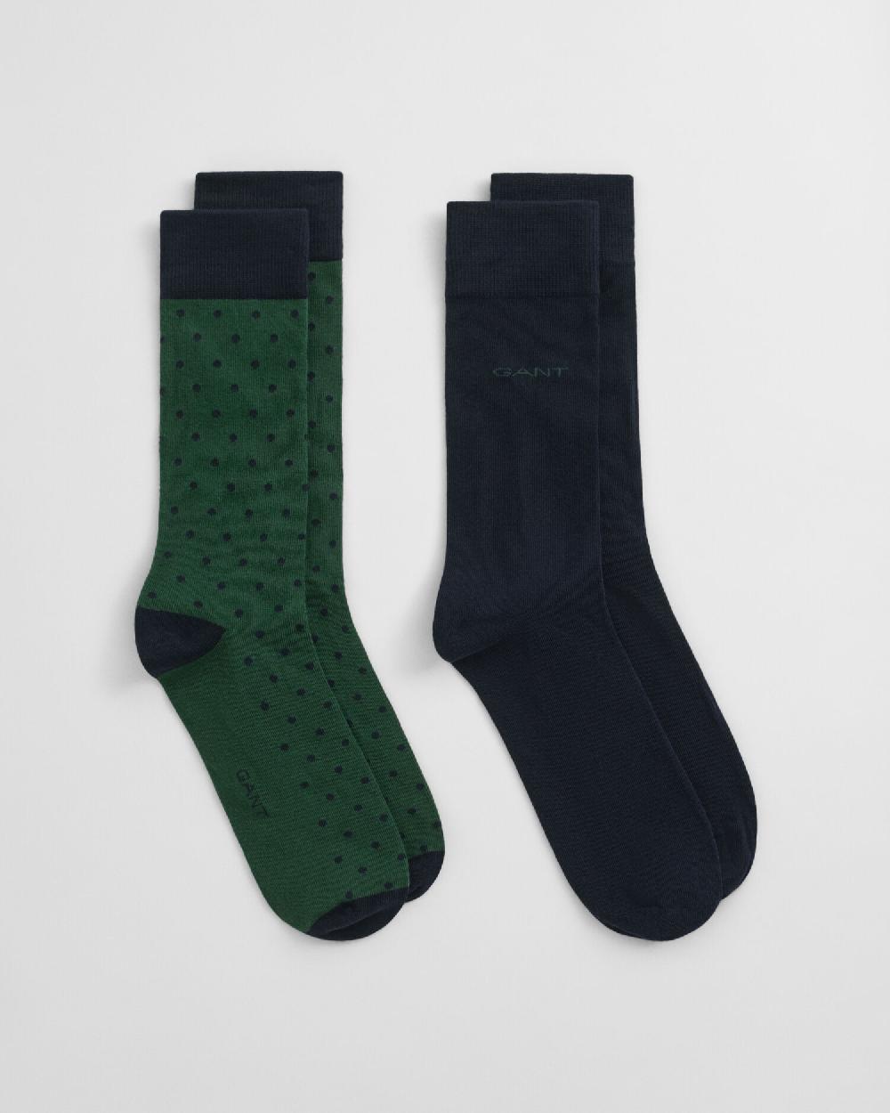 gant 2-Pack Dot & Solid Socks forest green