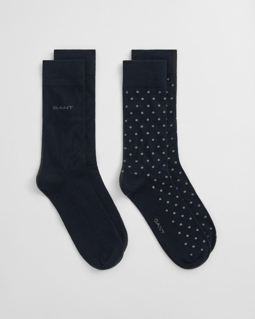 gant 2-Pack Dot & Solid Socks navy